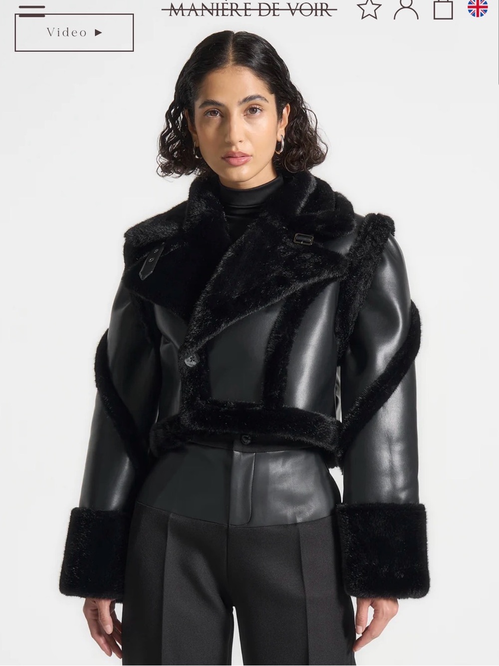 Maniere De Voir Kena 2-in-1 leather biker jacket; black